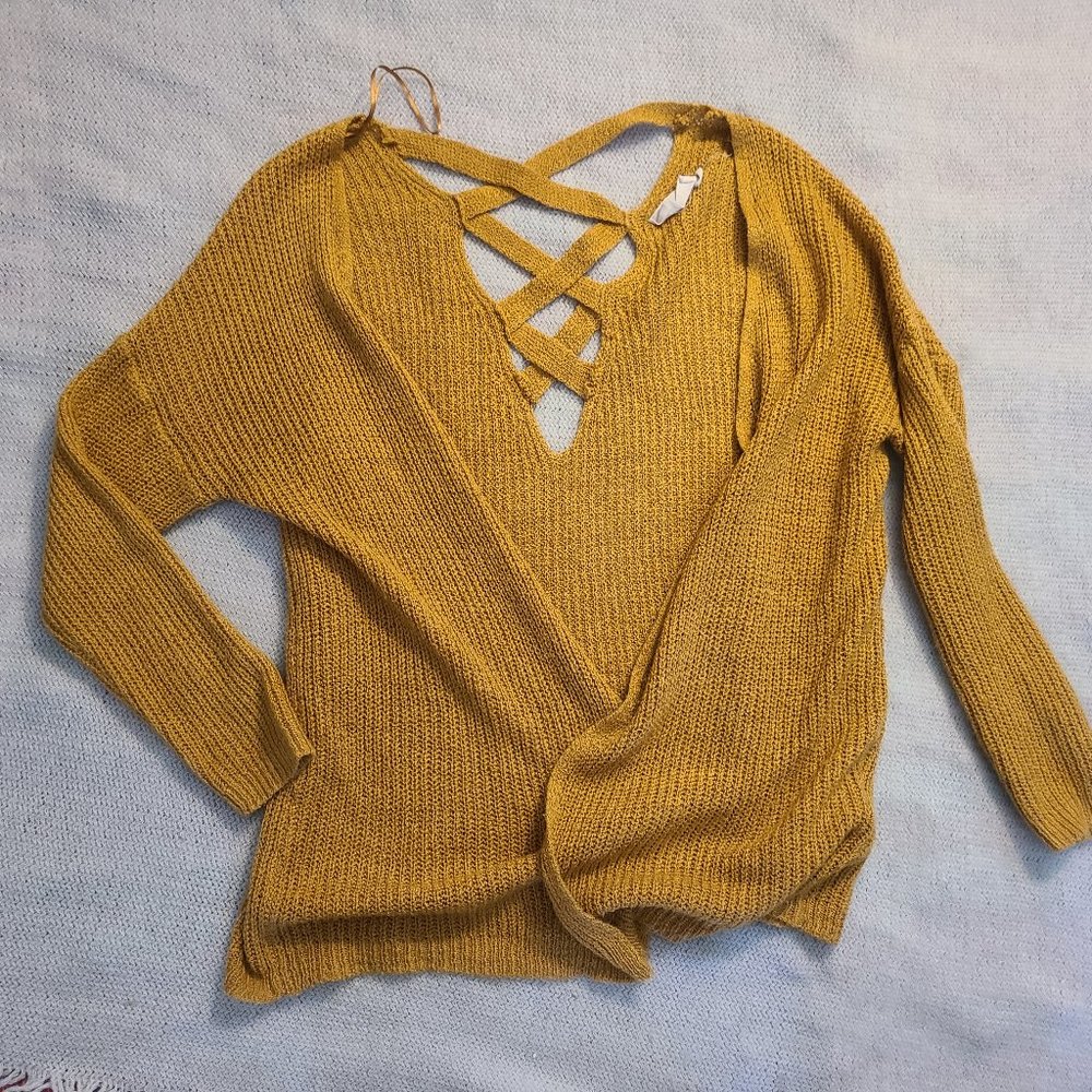 Yellow Cutout Sweater Jacket